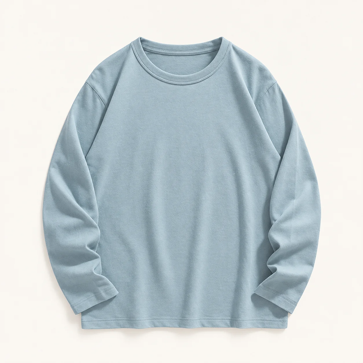 Heavyweight Brushed 100% Cotton Long-Sleeve — 185 Blue — Style view
