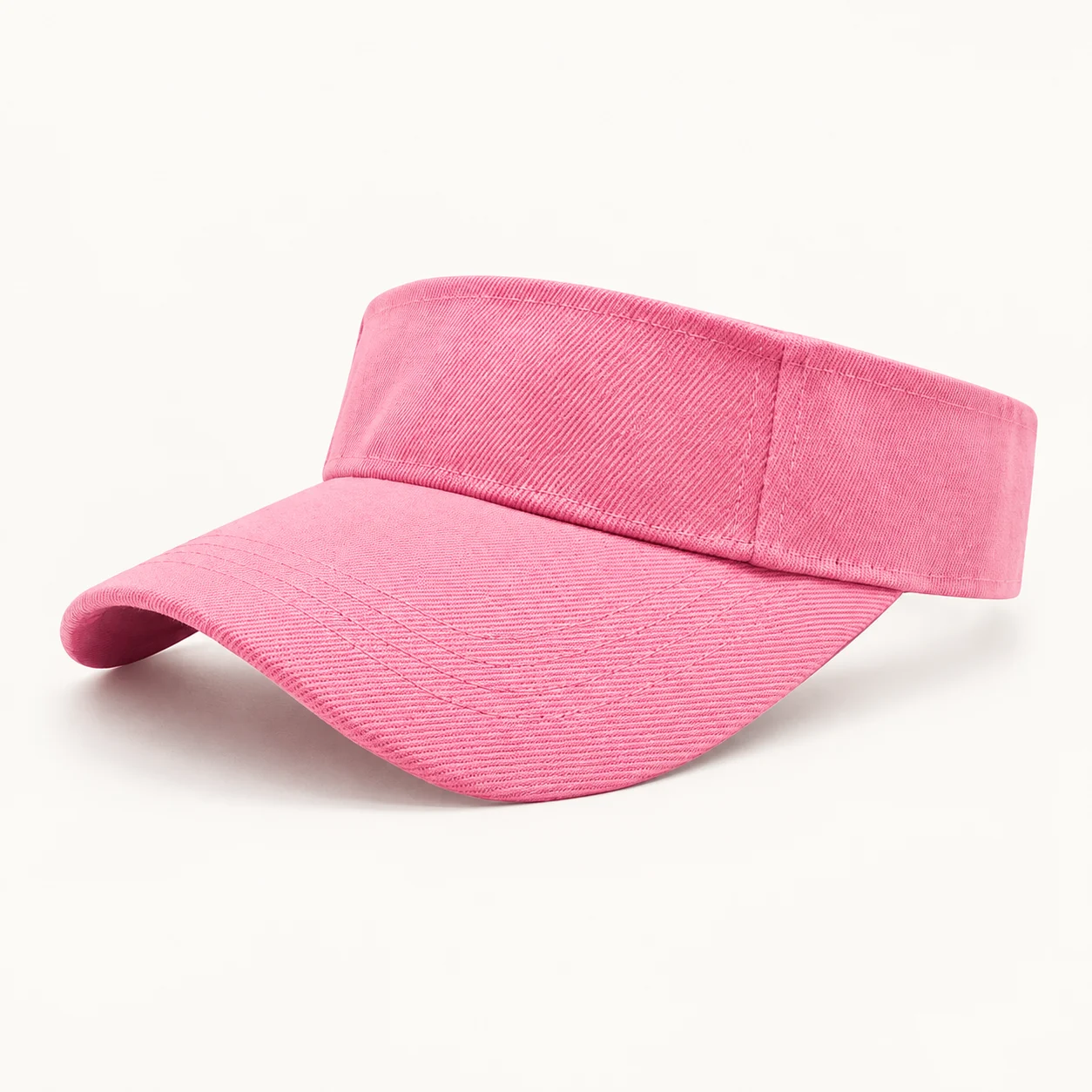 Brushed Polyester Open-Crown Sun Visor — Pink — Style view